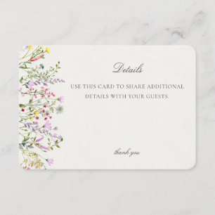Cartão De Informações Detalhes do Evento Floral Boho de Flores Selvagens