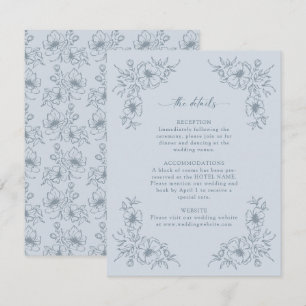 Cartão De Informações Detalhes do Floral Azul Dusty