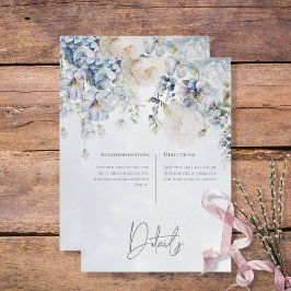 Cartão De Informações Detalhes do Floral Azul e Branco Moderno