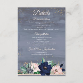 Cartão De Informações Detalhes do Floral da Cor de Água Dourada do Rosa 