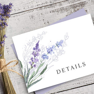 Cartão De Informações Detalhes do Floral de Aquarela com Lavanda Românti