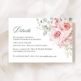 Cartão De Informações Detalhes do Hotel de Casamento Floral Rosa Rubor
