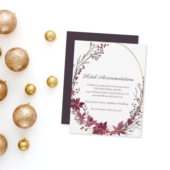 Cartão De Informações Detalhes do Hotel Floral Poinsettia | Vermelho esc (Criador carregado)