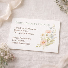 Cartão De Informações Detalhes do Jardim de Flores Silvestres da Festa d