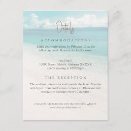 Cartão De Informações Detalhes do Local de Casamento na Praia Carta de A