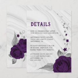 Cartão De Informações detalhes do mármore floral da cinza de prata roxa