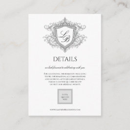 Cartão De Informações Detalhes do Monograma do Brasão com Floreio Elegan