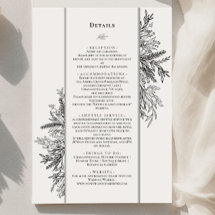 Cartão De Informações Detalhes do Monograma do Casamento Verde Branco e