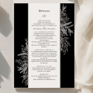 Cartão De Informações Detalhes do Monograma do Casamento Verde Negro e B