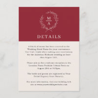 Detalhes do Monograma Elegante Simples Vermelho Ru