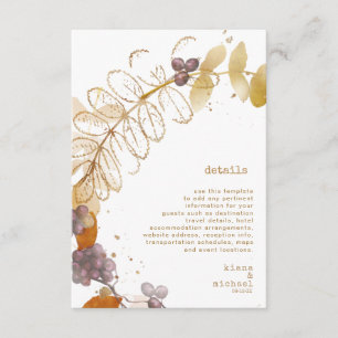 Cartão De Informações Detalhes do Ouro Autumn Wedding Berries ID655