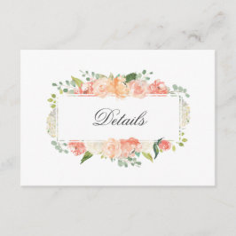 Cartão De Informações Detalhes do Padrão Floral Feminino Pêssego e Rosa