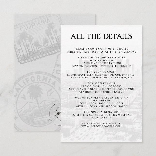 Cartão De Informações Detalhes do Passaporte da Califórnia (Frente/Verso)