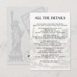 Cartão De Informações Detalhes do Passaporte da Cidade de Nova York