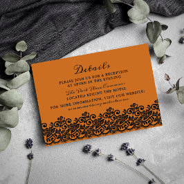 Cartão De Informações Detalhes do preto laranja no Halloween do rendas g