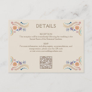 Cartão De Informações Detalhes do QR do Casamento Fiesta Boho