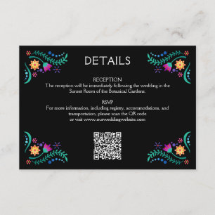 Cartão De Informações Detalhes do QR do Casamento Fiesta Floral