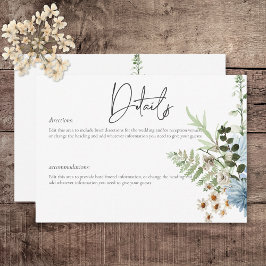 Cartão De Informações Detalhes do Rustic Dusty Blue Selvagens & Daisiers