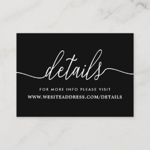 Cartão De Informações Detalhes do Script Simples Preto e Branco Moderno