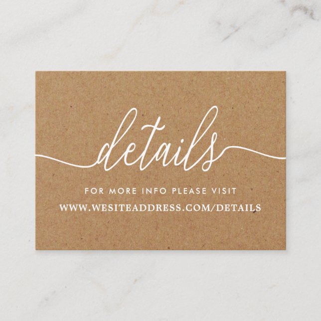 Cartão De Informações Detalhes do Script Simples Rustic Kraft (Frente)