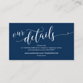 Cartão De Informações Detalhes do site Beautifu Marinho Azul, Casamento