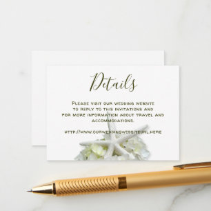 Cartão De Informações Detalhes do Site de Casamento Branco do Jardim do