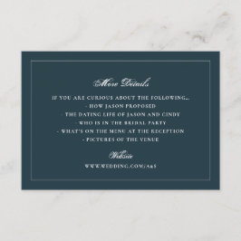 Cartão De Informações Detalhes do Site de Casamento com Borda Azul-Marin