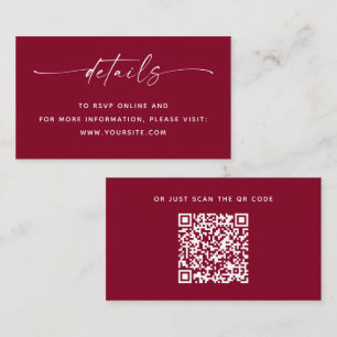 Cartão De Informações Detalhes do Site de Casamento com QR Code em Burgu