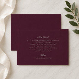 Cartão De Informações Detalhes do Site de Casamento de Borgonha