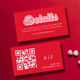 Cartão De Informações Detalhes do Site de Casamento de Namorados Vermelh