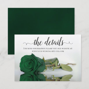 Cartão De Informações Detalhes do Site de Casamento de Rosa Verde Esmera
