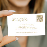 Cartão De Informações Detalhes do site de casamento elegante do CÓDIGO Q<br><div class="desc">O site de casamento minimalista clássico detalha o cartão de convite de script com o script clássico de caligrafia em ouro faux e o seu CÓDIGO QR (gerado automaticamente) do ouro. Uma maneira simples de informar seus convidados sobre seu site, para navegar online ou para encontrar mais informações sobre sua...</div>