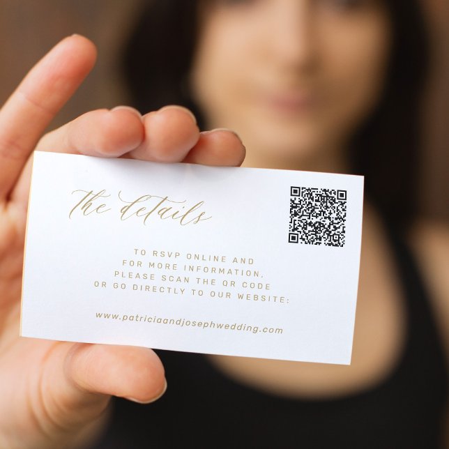 Cartão De Informações Detalhes do site de casamento elegante do CÓDIGO Q (Criador carregado)