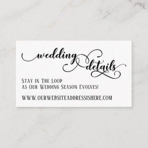 Cartão De Informações Detalhes do Site de Casamento em Escrito Elaborado