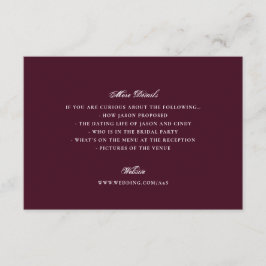 Cartão De Informações Detalhes do Site de Casamento Formal Burgundy