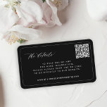 Cartão De Informações Detalhes do site de casamento negro moderno do CÓD<br><div class="desc">O site de casamento minimalista da Tendy RSVP on-line detalha o script do cartão de convite preto com a caligrafia formal clássica, seu CÓDIGO QR gerado automaticamente e cantos arredondados com borda de quadro. Esta é uma forma simples de barato de orçamento para informar seus convidados sobre seu site, para...</div>