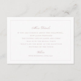 Cartão De Informações Detalhes do Site de Casamento Rosa Bege Elegante