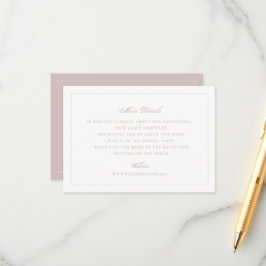 Cartão De Informações Detalhes do Site de Casamento Rosa Bege Elegante