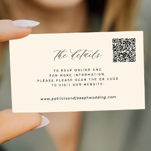 Cartão De Informações DETALHES do site de casamento simples e elegante c
