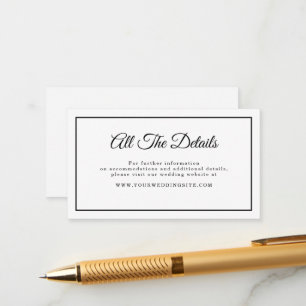 Cartão De Informações Detalhes do Site de Casamento Simples Minimalista