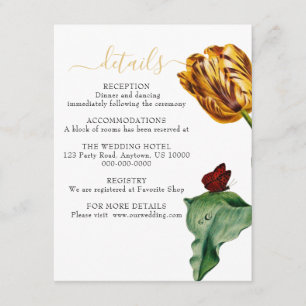 Cartão De Informações Detalhes do Suite de Casamento de Tulipas Botaques