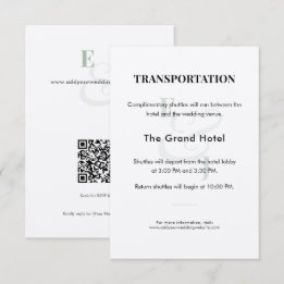 Cartão De Informações Detalhes do Transporte para Casamento Sage | QR