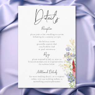 Cartão De Informações Detalhes do Verão Russo de Flores Selvagens e Gira