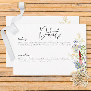 Cartão De Informações Detalhes do Verão Russo de Flores Selvagens e Gira