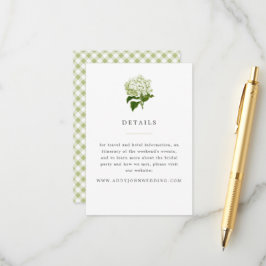 Cartão De Informações Detalhes do Verde e Branco e Hydrangea