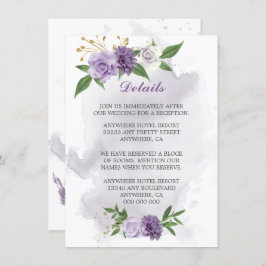 Cartão De Informações detalhes do verde-flores roxas