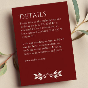 Cartão De Informações Detalhes do Vermelho de Rosewood Strike do Monogra