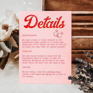 Cartão De Informações Detalhes do vermelho moderno e do negrito rosa