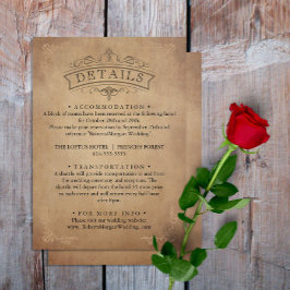 Cartão De Informações Detalhes do Vintage Antigo Bergaminho Vitoriano