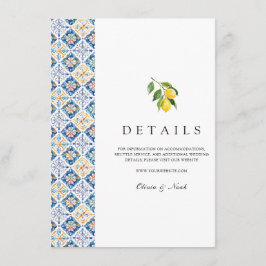 Cartão De Informações Detalhes dos Azulejos de Limão Mediterrâneo 